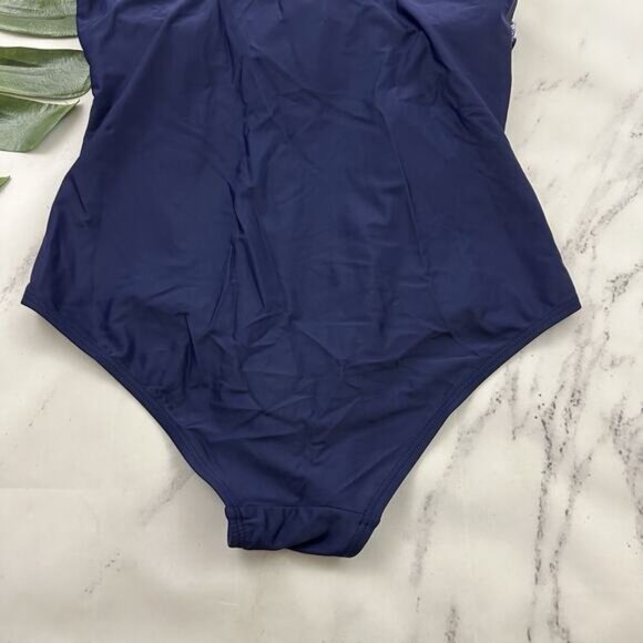 Swimsuits For All Womens One Piece Swim Suit Size 18 Blue Purple High Neck - Picture 6 of 8